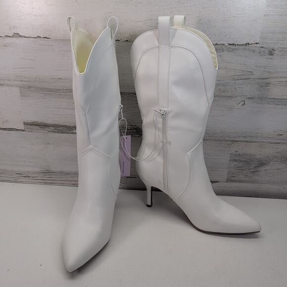 Women's Wild Fable White Bryce Heeled Western Cowboy Boots Size 10 - Picture 1 of 13